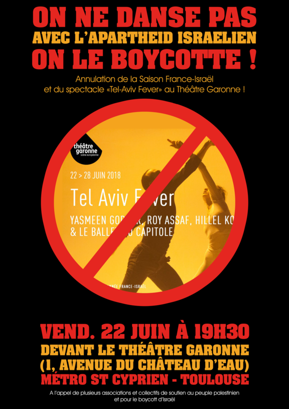Annulation du spectacle &quot;Tel-Aviv Fever&quot; au Théâtre Garonne !